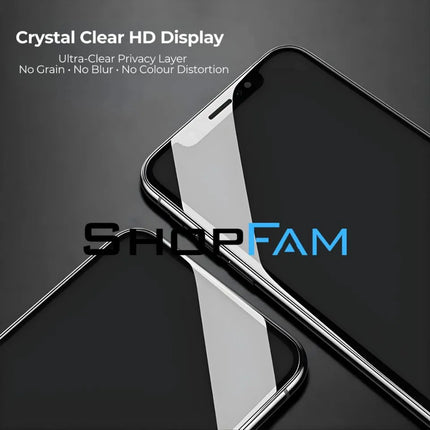 Crystal clear HD privacy screen protector layer for iPhone with no grain or blur