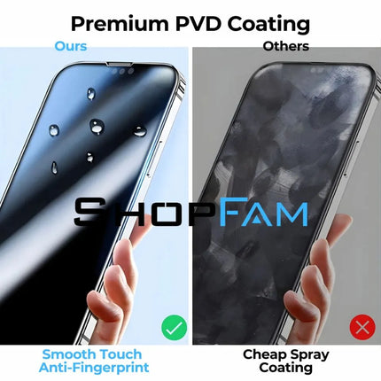 Premium PVD coating helps reduce smudges and fingerprints on iPhone privacy glass