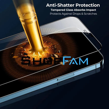 Anti-shatter tempered glass privacy screen protector absorbs impact and helps protect against drops