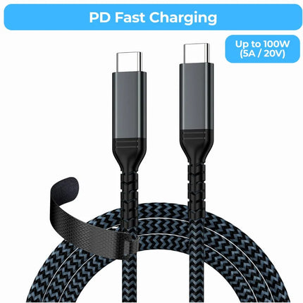 PD fast charging USB-C to USB-C cable supporting up to 100W 5A 20V with compatible devices