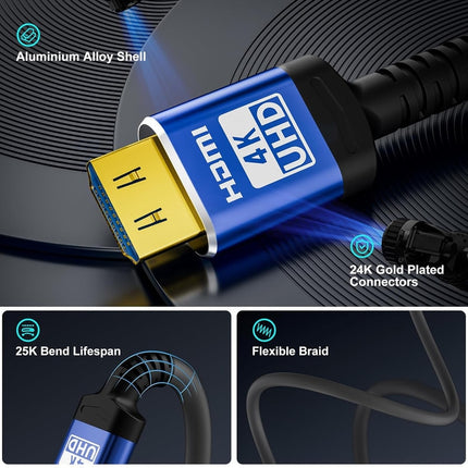 HDMI to HDMI 2.0 Cable 4K@60Hz 18Gbps Gold‑Plated | 0.5m - 10m