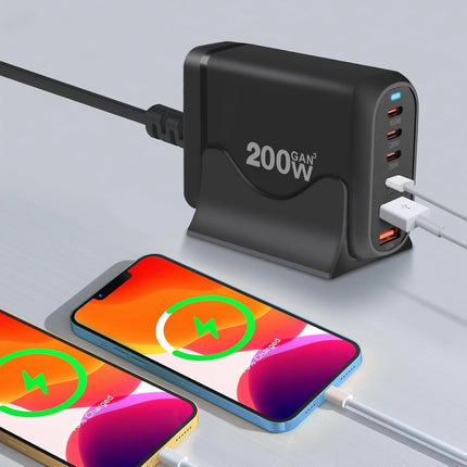 200W GaN 6-Port Charging Station (4 Type-C + 2 USB-A) - White