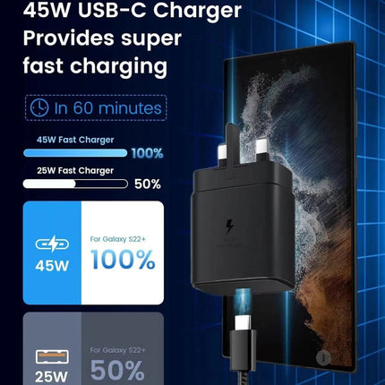 45W USB-C Charger Plug & Cable Set for Samsung | UK Plug