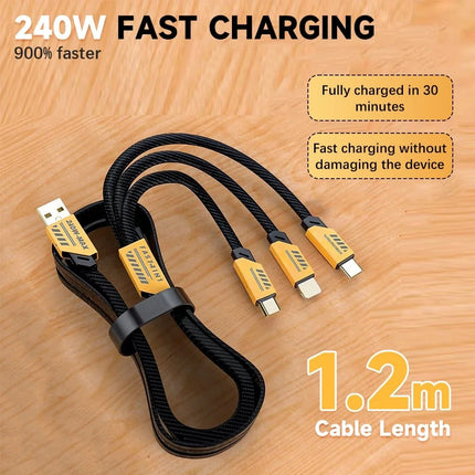 Universal 2-to-3 GaN 240W Charging Cable 1.2 Meter