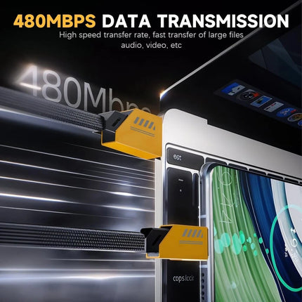 Universal 2-to-3 GaN 240W Charging Cable 1.2 Meter