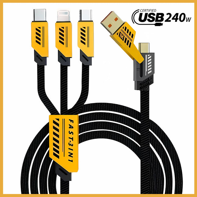 Universal 2-to-3 GaN 240W Charging Cable 1.2 Meter