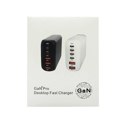 160W GaN 6-Port Charging Station (4 Type-C + 2 USB-A) - Black