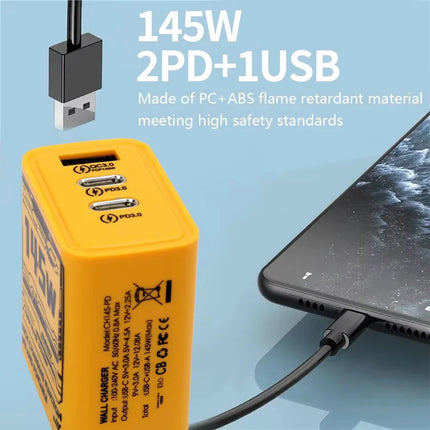 3‑Port USB Wall Charger – UK 3‑Pin (2× USB‑C + 1× USB‑A)