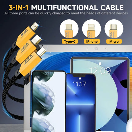 Universal 2-to-3 GaN 240W Charging Cable 1.2 Meter