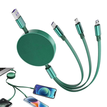 3-in-1 66W Retractable Charging Cable - Round Design