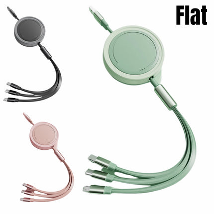3-in-1 66W Retractable Charging Cable - Flat Design