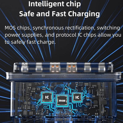 Intelligent chip graphic for safe and fast charging on a 160W desktop charging station