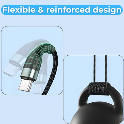 Flexible reinforced connector design on ShopFam braided 6-in-1 multi charging cable