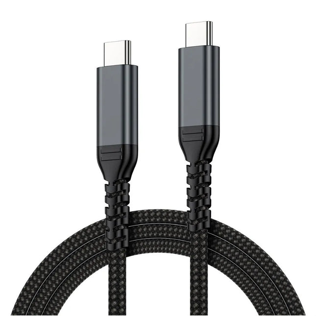ShopFam 1m USB-C to USB-C 100W 10Gbps braided cable with Type-C connectors on both ends