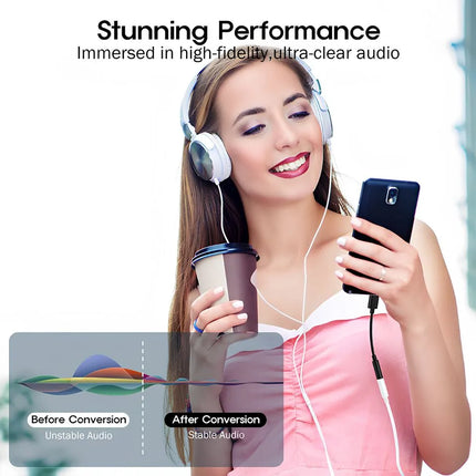 Type-C to 3.5mm audio adapter with high stability audio claim