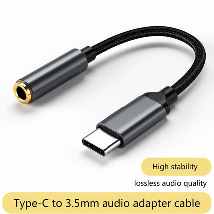 Type-C to 3.5mm headphone and earphone adapter for wired audio
