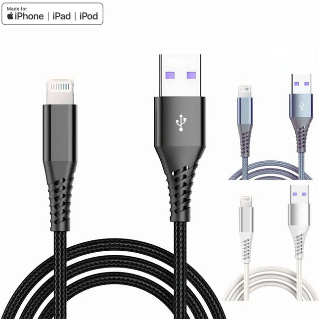 1m 2m 3m USB-A to iPhone (8-pin) braided cable
