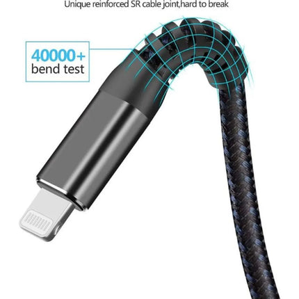 Reinforced connector on a USB-A to iPhone (8-pin) charging cable