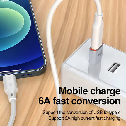 Mobile charging conversion using USB-A to USB-C female 6A adapter