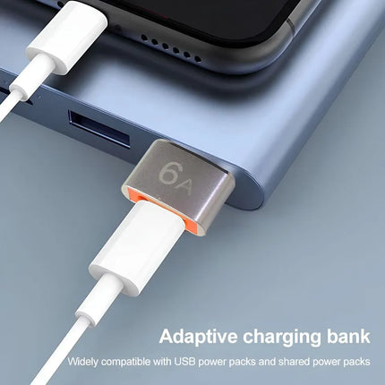 USB-A to USB-C adapter used with power bank and USB-C charging cable
