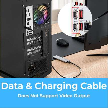 USB-C data and charging cable for SSD connection, does not support video output