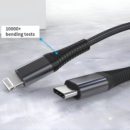 USB-C to iPhone 8-pin cable with reinforced connector ends