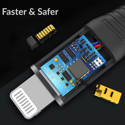 Copper core detail for USB-C to iPhone 8-pin braided charging cable
