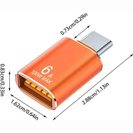 USB-C to USB-A adapter dimensions showing compact 2.88cm body