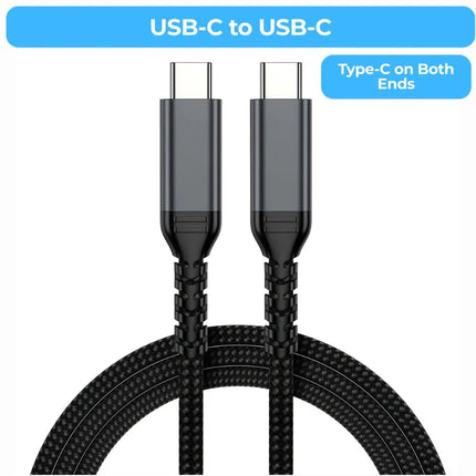 1m braided USB-C to USB-C cable with reinforced Type-C connector ends