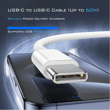 USB-C to USB-C cable with up to 60W Power Delivery charging support