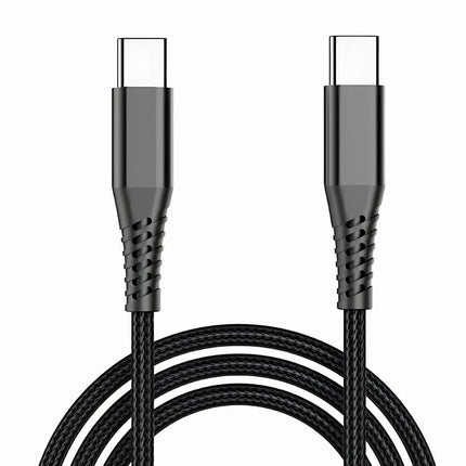 Black USB-C to USB-C braided cable, 1m, 60W PD fast charging