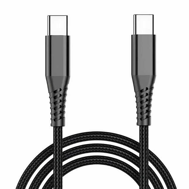 Black USB-C to USB-C braided cable, 1m, 60W PD fast charging