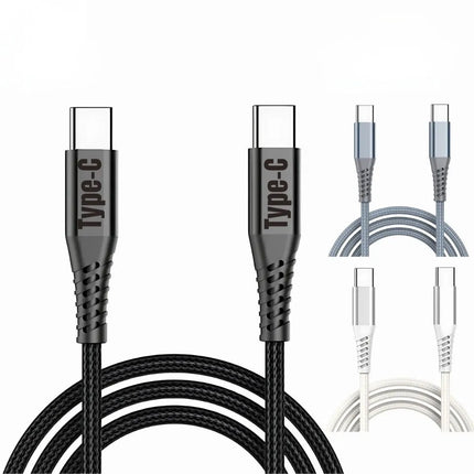 USB-C to USB-C cable available in Black, Grey and White length options