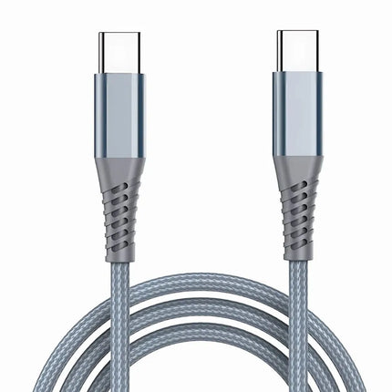 Grey USB-C to USB-C braided cable, 1m, 60W PD fast charging