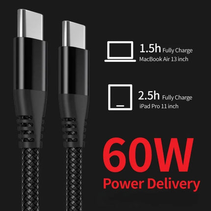 USB-C to USB-C cable with 60W Power Delivery charging support