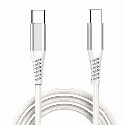 White USB-C to USB-C braided cable, 1m, 60W PD fast charging