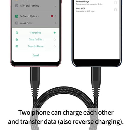 USB-C to USB-C cable for charging, data transfer and reverse charging